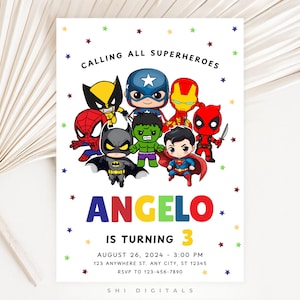 superhero birthday invitation template superhero invitation editable superhero invitation printable superhero invite kids party invitation