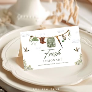 duck hunting labels editable template baby showers mallard duck custom food tent cards printable a little hunter is on the way DH01