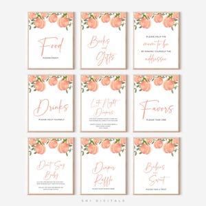 10 Little Peach Baby Shower Signs Bundle LP01