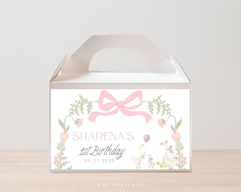 Mall för One Silly Goose Gable Box: Rosa födelsedagspresent (digital nedladdning) SG01