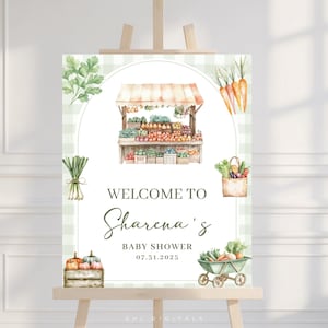 locally grown baby shower welcome sign farmers market baby shower poster editable market welcome sign printable locally grown sign LG01