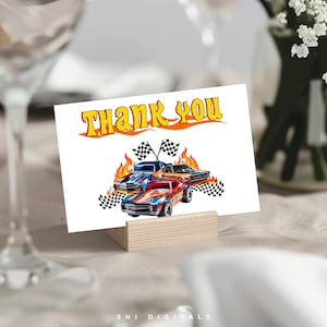 editierbare heiße Autos danke Karte Vorlage druckbar schnell eine Dankes-Karte Rennwagen Geburtstag danke Karte heiße Autos bündeln Gastgeschenke