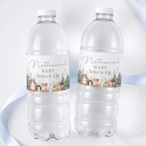 woodland water bottle label editable forest animals baby shower water labels woodland water label sticker labels woodland water bottle WL01