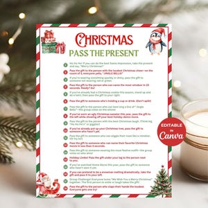 editable christmas pass the present game christmas party game christmas game for adults kids group gift exchange game pass the gift game