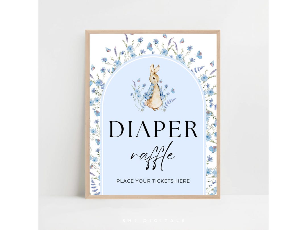 Peter Rabbit Diaper Raffle Sign Diaper Raffle Sign Peter Rabbit Baby Easter Baby Shower Diaper Raffle ...
