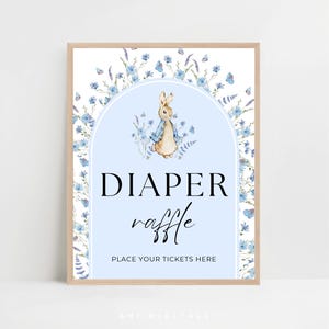 diaper raffle sign peter rabbit baby easter baby shower diaper raffle sign beatrix potter bunney sign baby shower easter peter rabbit BPR01