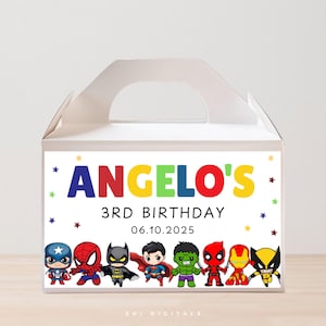 superhero gable box template editable superhero party box superhero birthday gable box printable superhero party favors bundle SH01