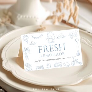 blue toile de jouy food labels editable template custom food tent cards toile de jouy printable food labels toile de jouy food labels