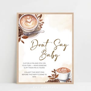 don&#39;t say baby brewing coffee custom sign coffee bean baby shower sign a baby is brewing custom sign printable don&#39;t say baby sign BC01