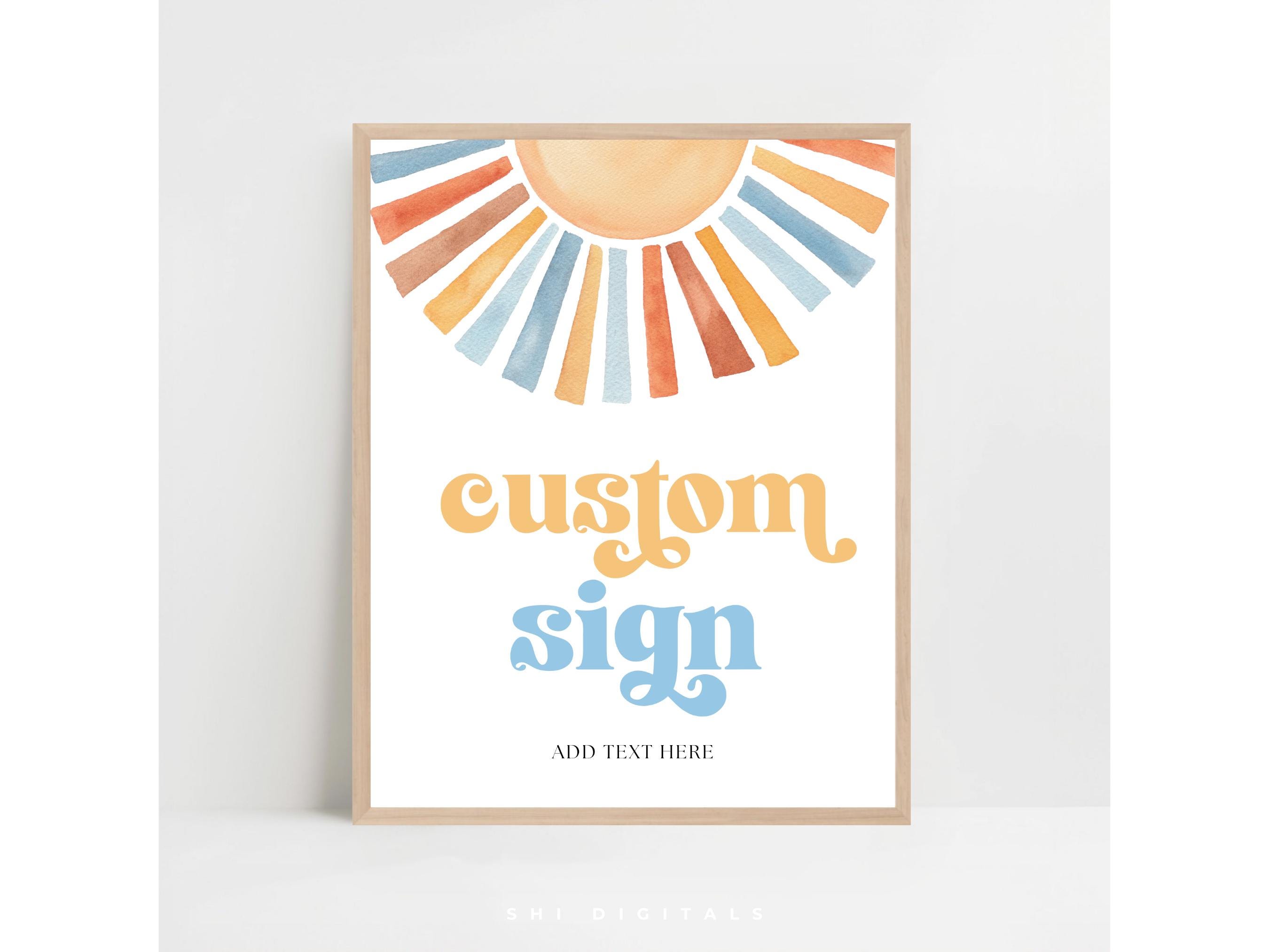 here comes the son custom sign editable table sign portrait sign printable 1st birthday sign baby shower here comes the son custom sign HS01