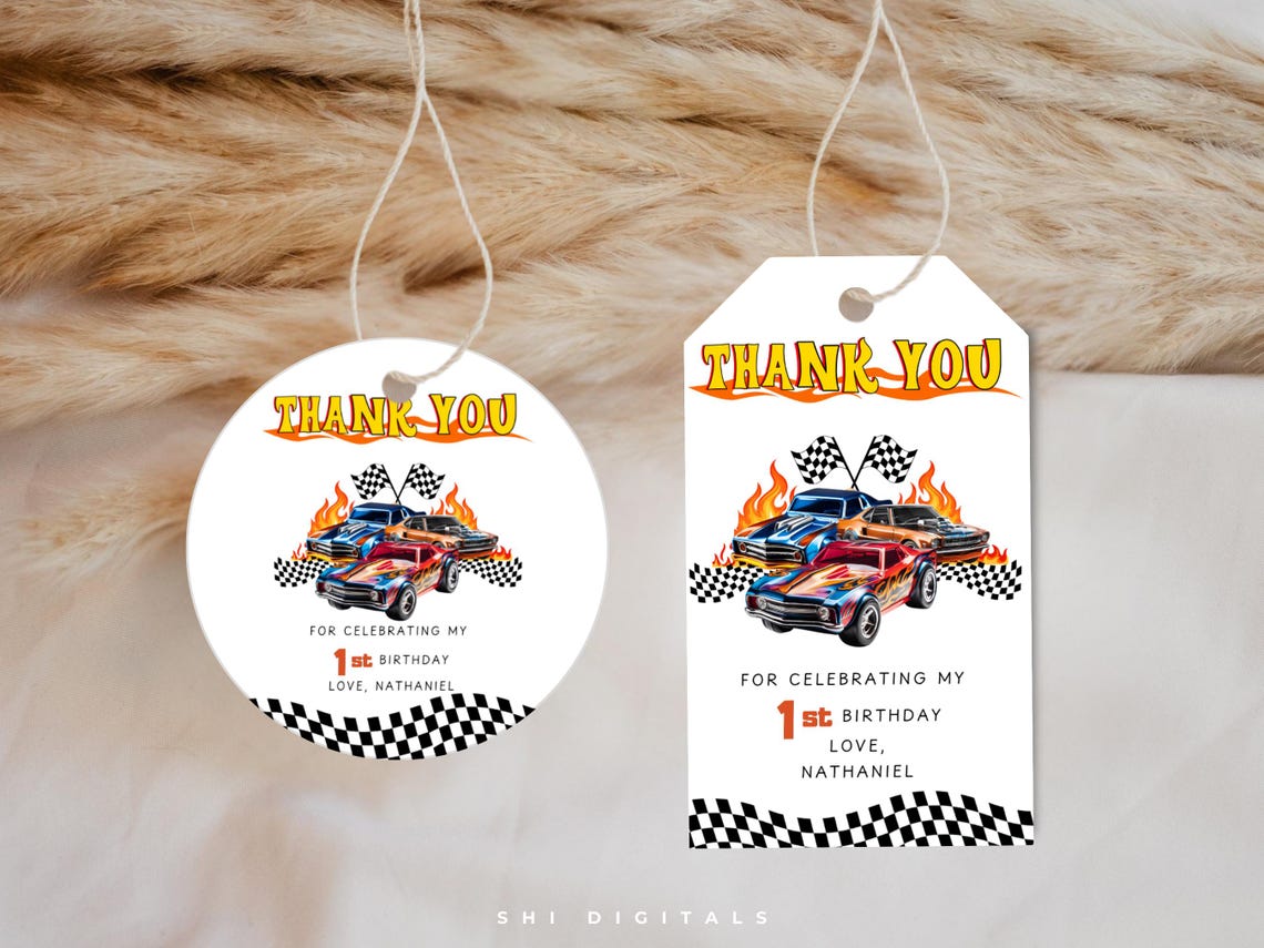 Wheel Tag Hot Wheels Thank You Tag HC01 Hot Cars Gift Tags - Etsy