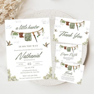 Zestaw zaproszeń na baby shower z polowaniem na kaczki – kaczka krzyżówka DH01