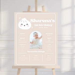 little dumpling milestone sign bao dumpling first birthday milestone sign printable dim sum milestone board editable little dumpling LD01