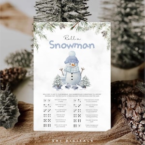 roll a snowman game printable blue christmas game family christmas activity snowman party game christmas family games snowman dice games