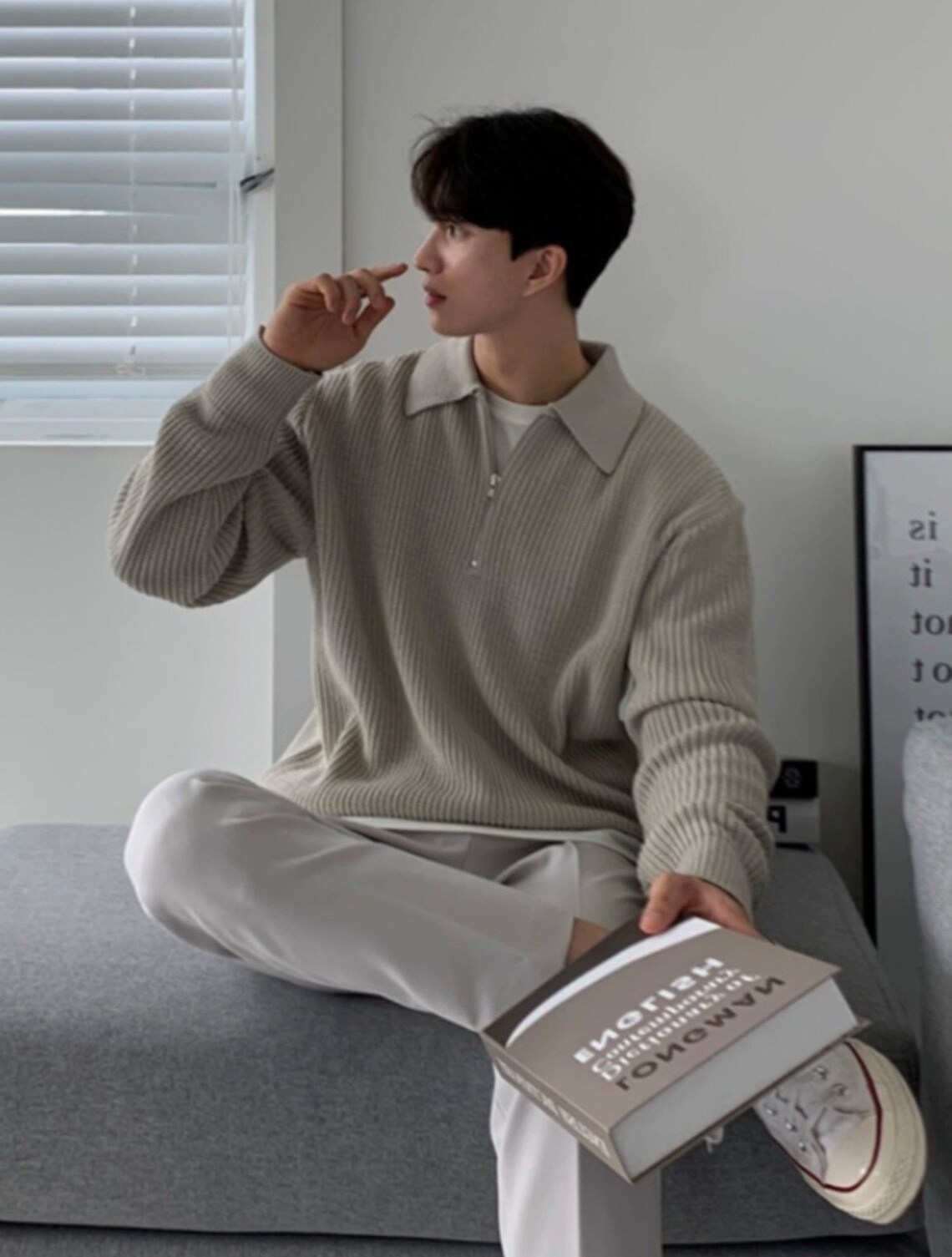 Long Sleeve Knitted Zip Polo