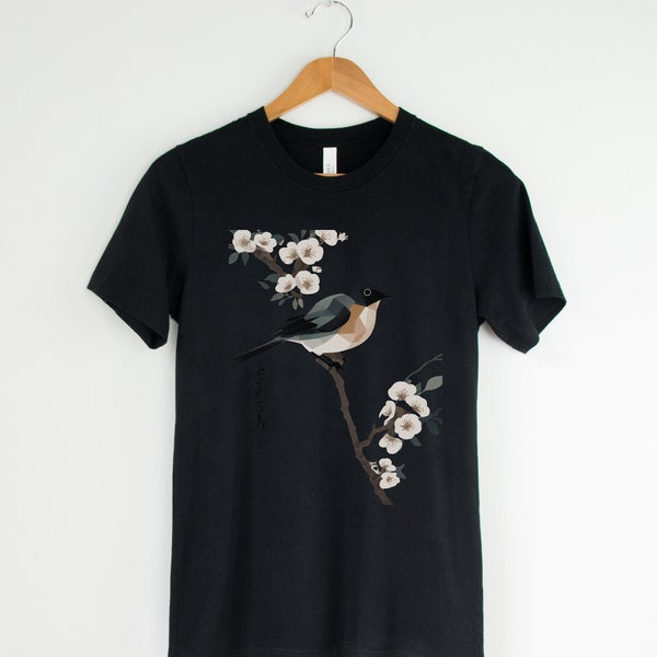 Japandi Art T-shirt | Cherry Blossom Branch | Minimalist Tee | Scandinavian geometric | Zen garden | Bonsai Tree