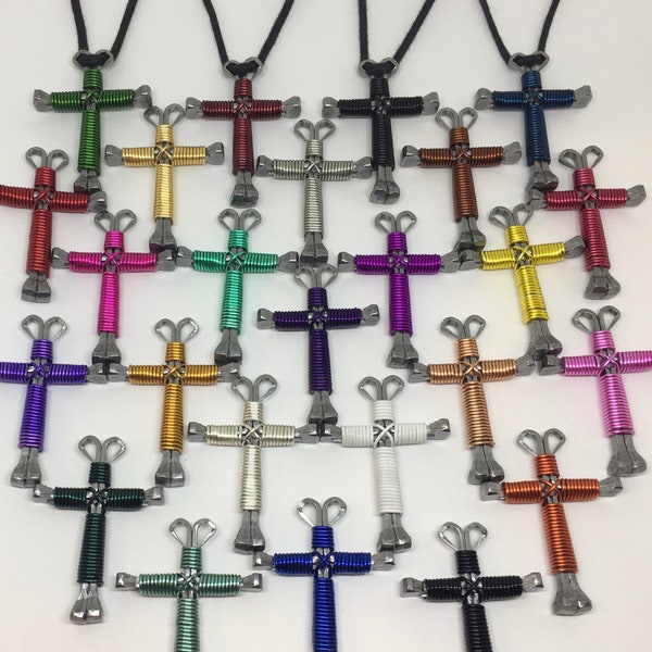 24x Horseshoe Nail Cross Necklaces @ 3.58 each - for Motivation, Events, Gifts, Support, Fundraisers, Awareness, and Causes