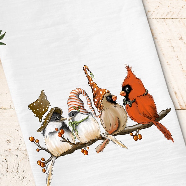 Cardinal Chickadee towel, bird gifts, bird towel, winter bird towel, cardinal towel, chickadee towel, bird kitchen decor, bird gifts