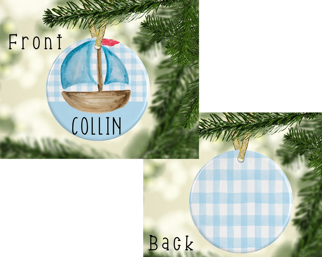 Sailboat Ornament, Sailboat Kids Ornament, Sailboat Personalized