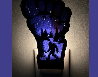 Bigfoot nightlight, Nightlight, Interchangeable nightlight, Nightlight swaps, changeable nightlights, bigfoot decor, sensor nightlight