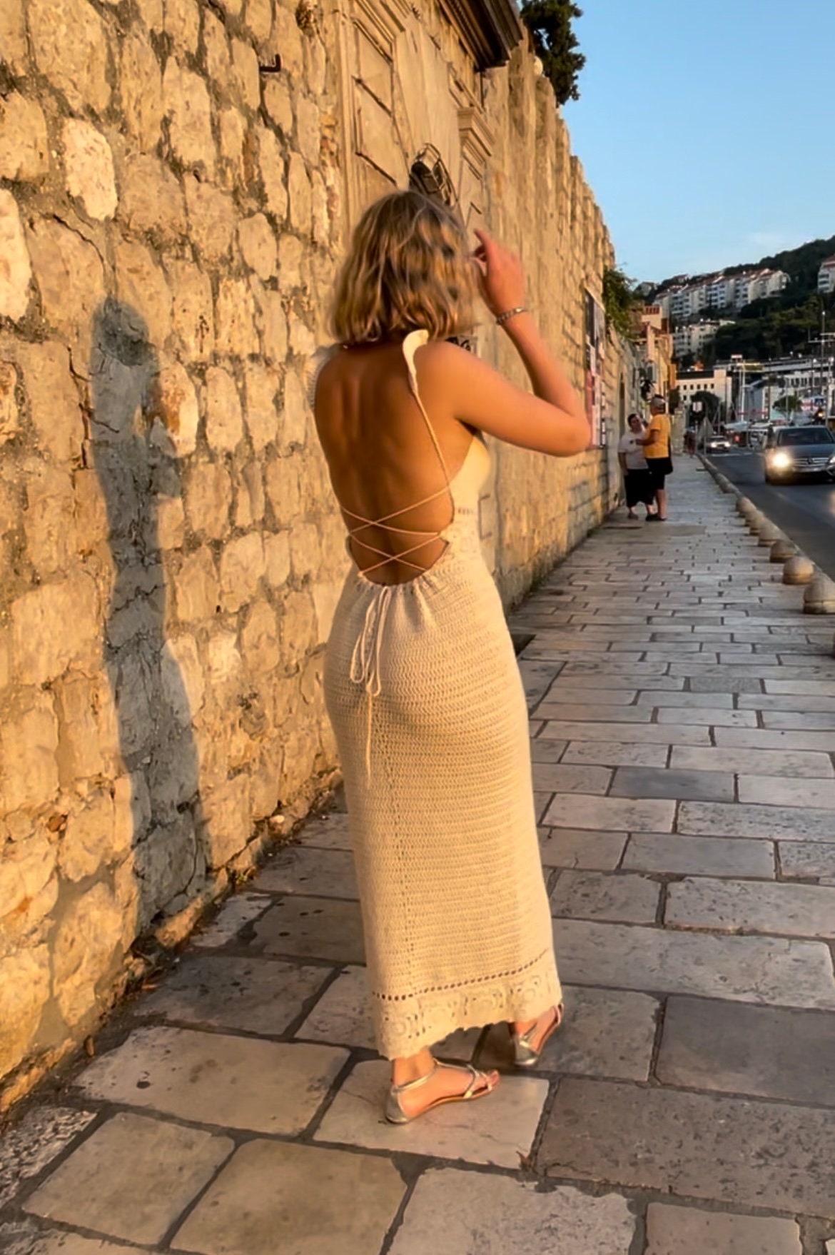 crochet open back maxi dress Beach maxi dress Open back dress Crochet openwork dresses for beach White Weddin