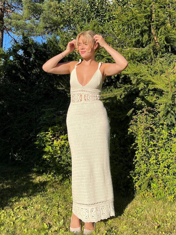 Crochet Pattern Long Dress With Open Back - Etsy