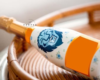 Personalized College Gifts, Champagne Bottle Design, Graduation, Senior Day, Ditzy Rose, Grandmillennial