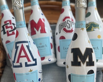 College Champagne Design, Any College or University, Customizable, Game Day, Graduation, Committment, Team Gifts, School Spirit