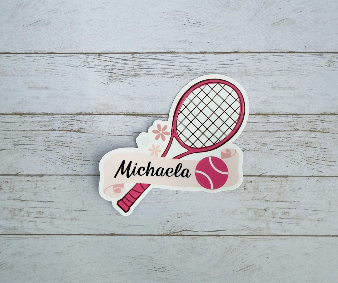 Red Tennis Racket Sticker Personalized Tennis Racket Sticker, Waterproof Vinyl Decal, Pink Tennis ...