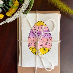 Tarjetas de huevos de Pascua, tarjetas de Pascua hechas a mano, tarjetas de felicitación con forma de huevo de Pascua pintadas a mano, paquete de regalo, tarjetas en blanco con forma de huevo de Pascua de acuarela, regalo de Pascua