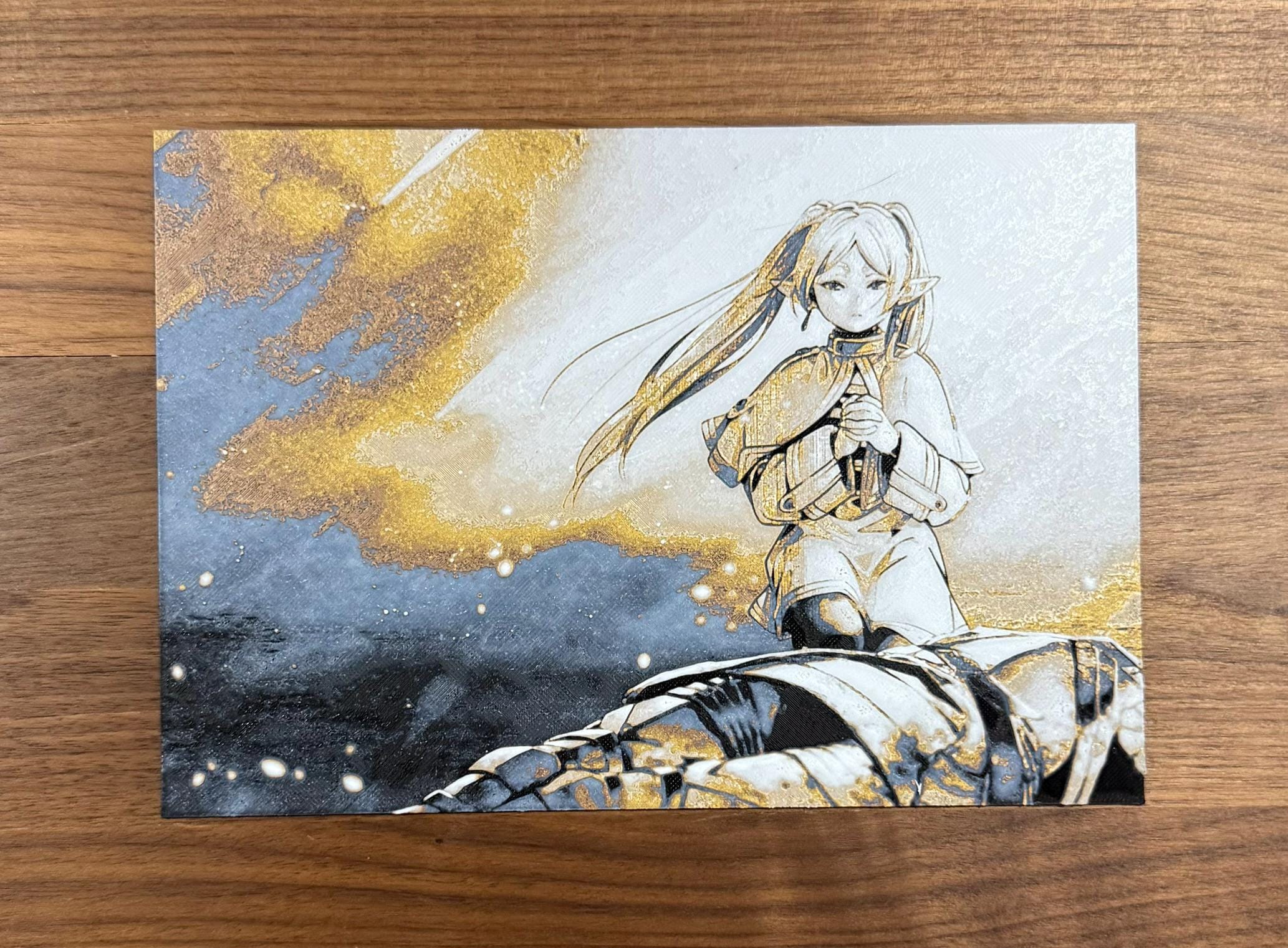 Frieren Praying Metallic 3D Poster Print