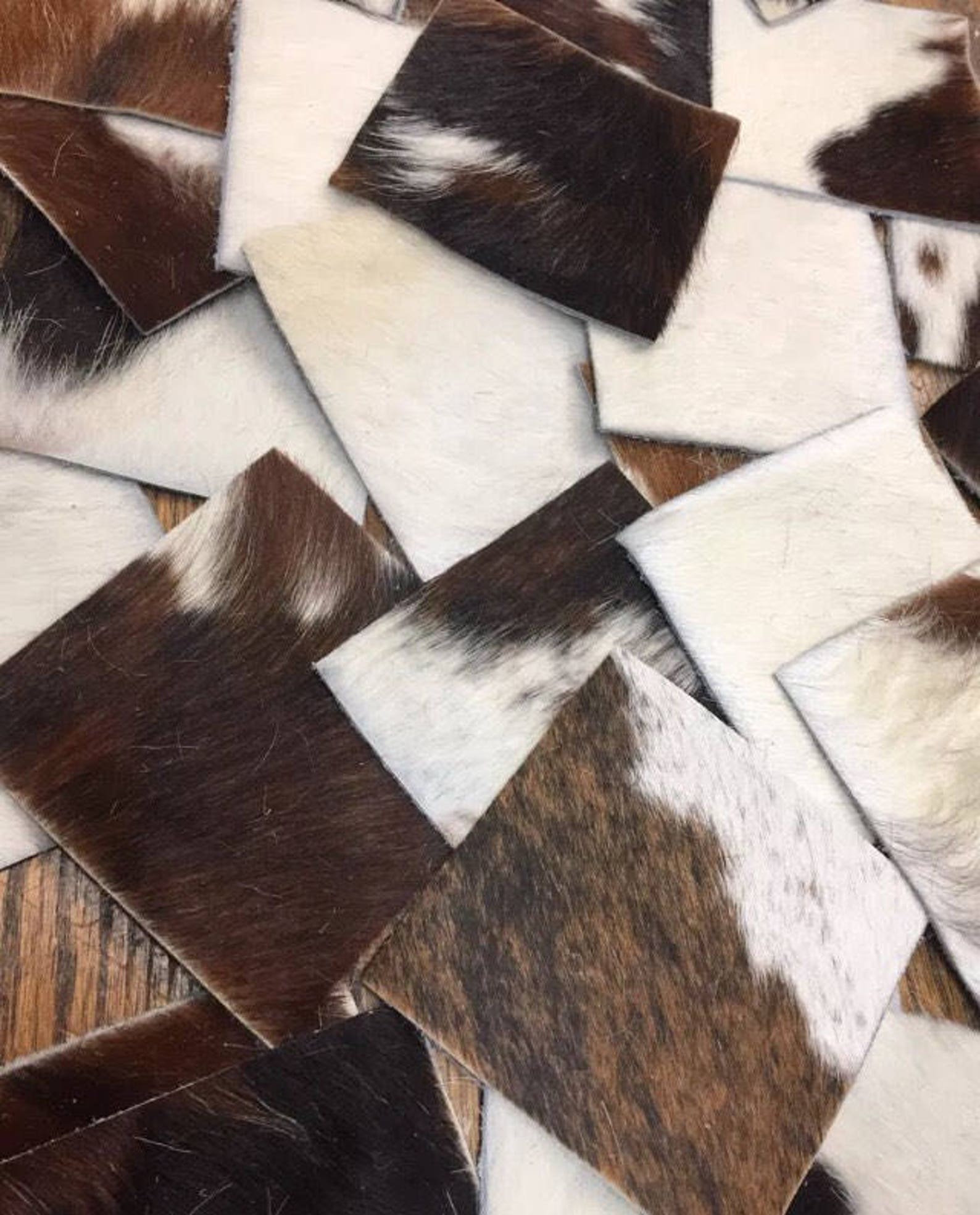 24 Diecut Assorted Hair on Cowhide 4x4 Squares Scraps Etsy
