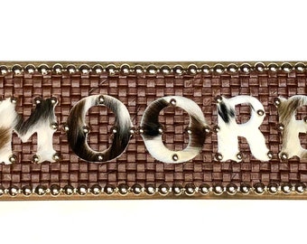 Western Ranch Decor Cowhide Letter PERSONALIZED Name Sign Rustic Wood 24" Porch Farmhouse Wall Plaque