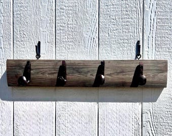 Rustic Railroad Spike Coat Rack – Reclaimed Pine, Western Style