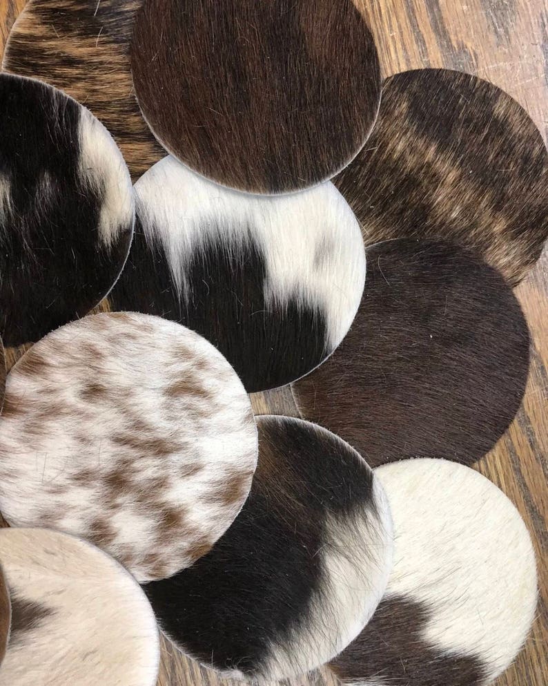 16 Die Cut Hair on Cowhide Circles 4.75 Assorted DYI Coasters Etsy