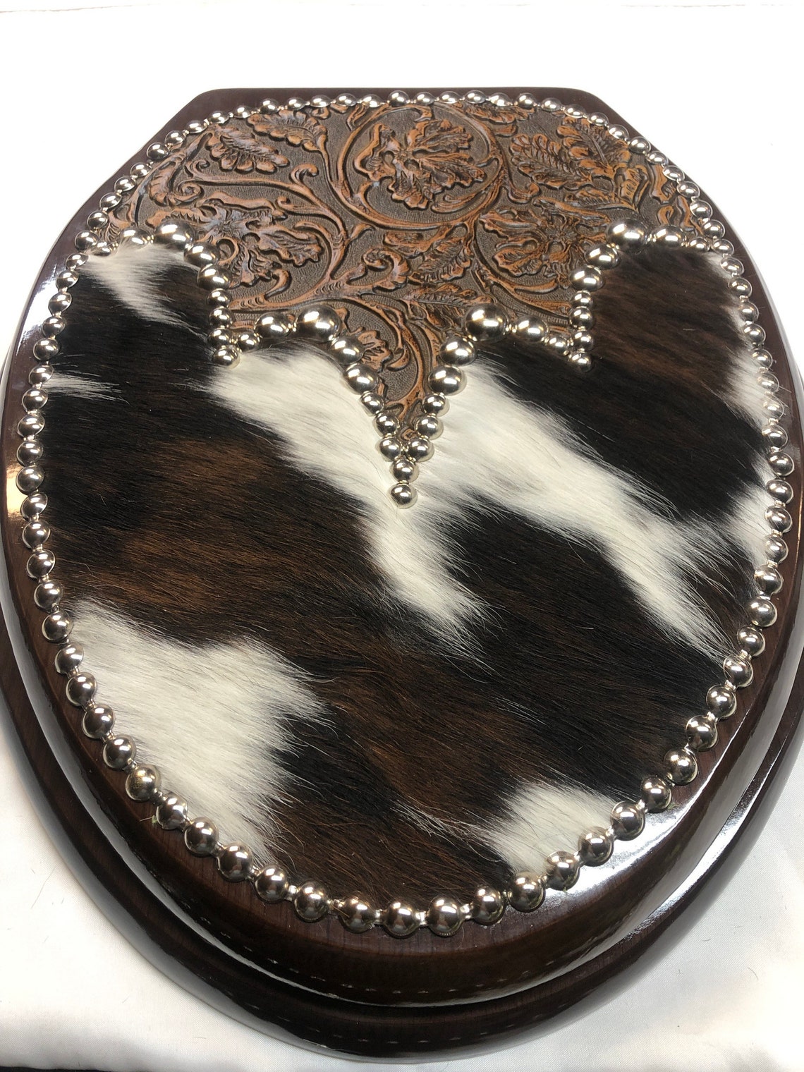 Western Cowhide & Embossed Floral Leather Cowhide Cowboy Decor Etsy