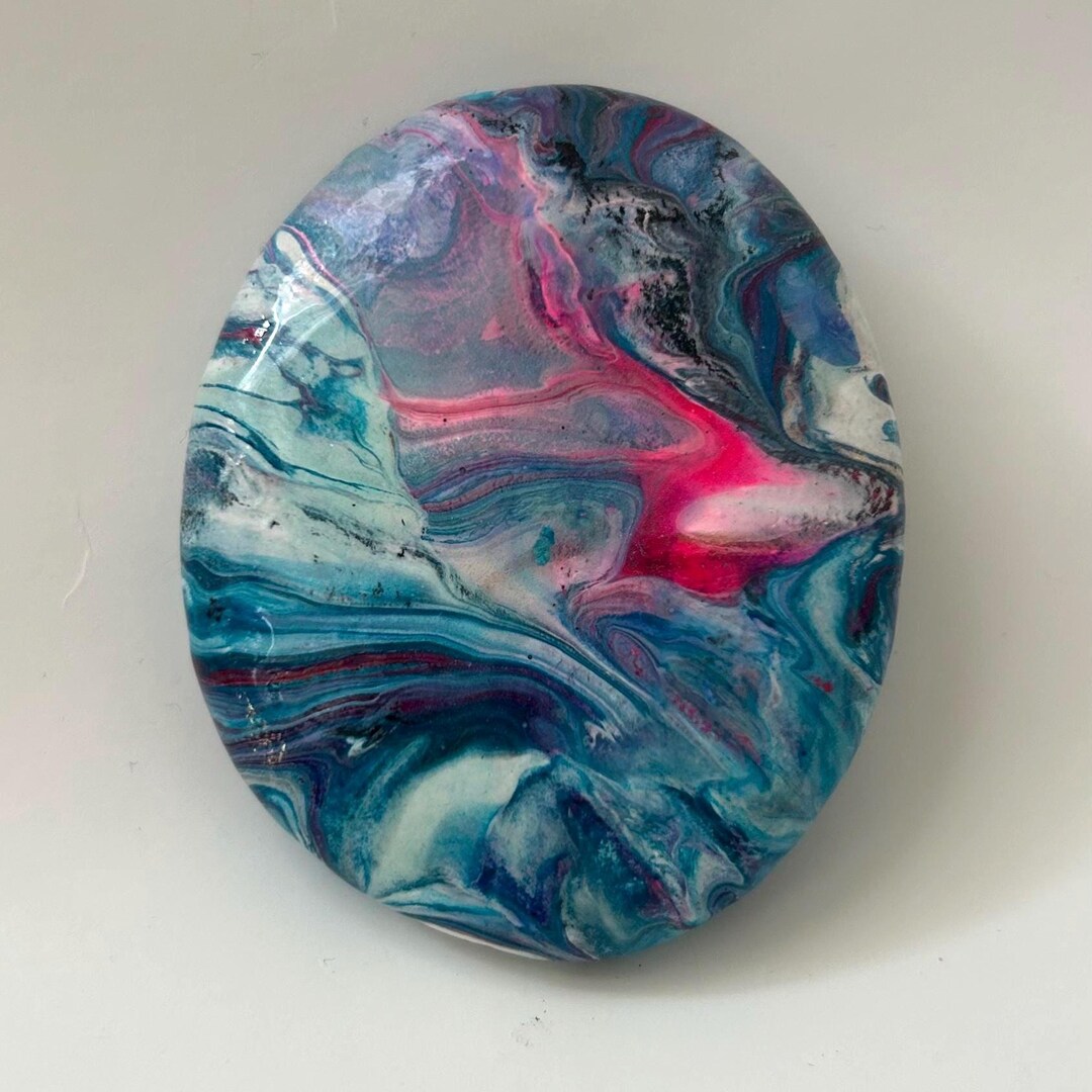 Painted Inspirational Rock | Acrylic Pour Desk Decor Small Sized ...