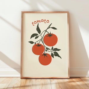 Tomato Print, Kitchen Wall Art, Vegetable Prints, Boho Kitchen Decor, Food Art Prints, Digital Download, Printable Art, Positive Artwork