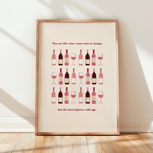 Kitchen Wall Art Print, Funny Quotes, Wine Bottle Illustration, Digital Download, Minimalist Wall Art, Bar Cart Prints, High Quality