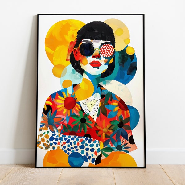 Colorful Abstract Woman Portrait Digital Wall Art, Modern Abstract Wall Art, Downloadable Digital Wall Art, Abstract Paintings