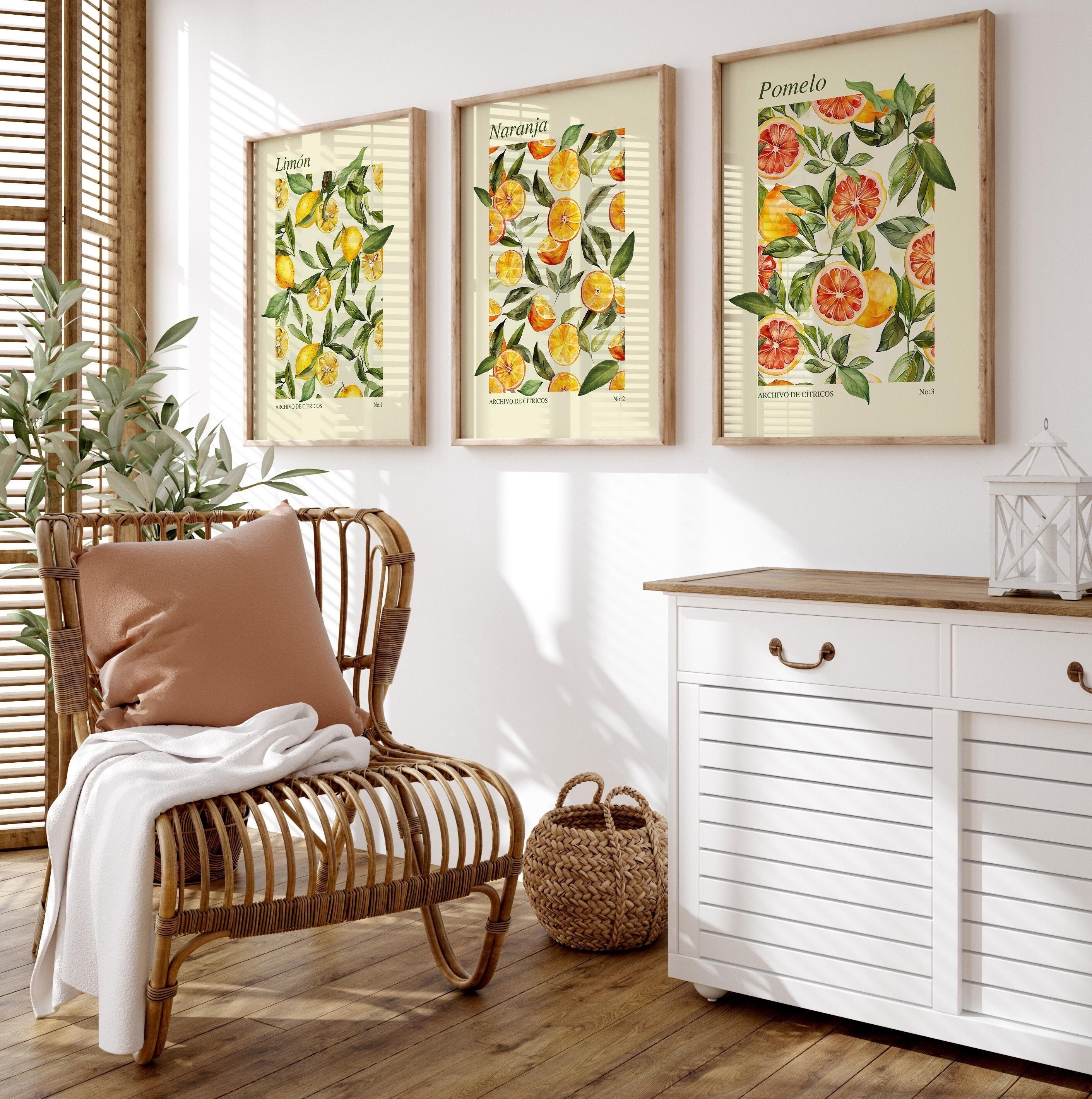 Watercolor Citrus Kitchen Prints: Lemon, Orange, Grapefruit (Digital Download) (Set of 3)