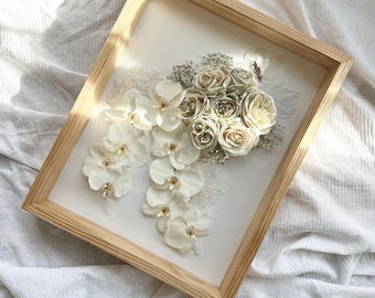 Wedding Flower Preservation Shadow Box: Custom 3D Floral Preservation Art (DEPOSIT ONLY) 16X20
