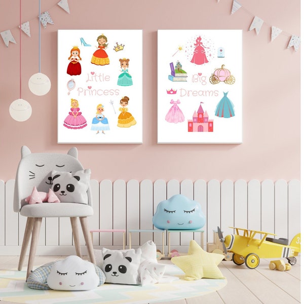 Little Princess Big Dreams wall art, wall decor, digital download, girl nursery, playroom