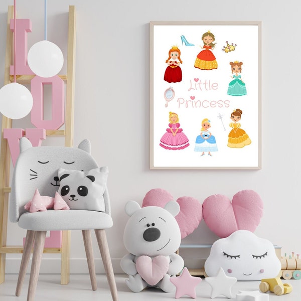 Little princess wall art, digital file, instant download, girl's room/nursery