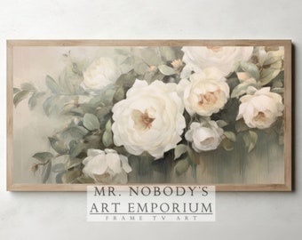 SAMSUNG FRAME TV Art | Vintage White Peony Painting Art | Tv#80