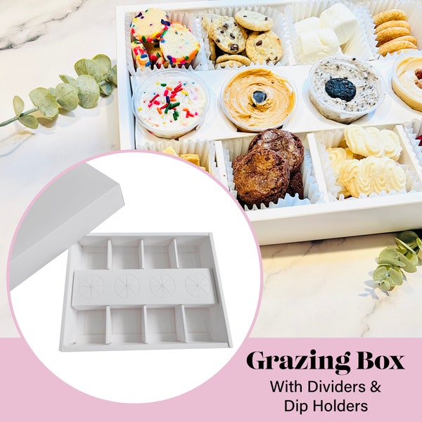 Grazing Box Charcuterie Board Gift Box Party Grazing Dessert Box Dip Compartment Box Treat Package Bakery Catering Tray Divider for Dips