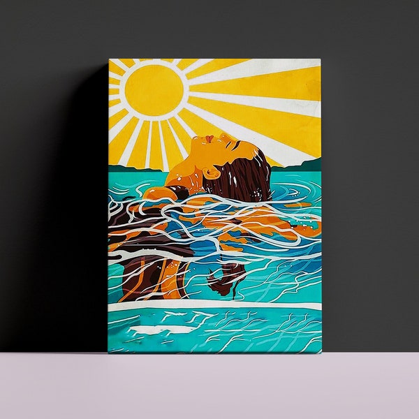 A perfect painting to reflect your love of swimming and the sea, this design depicting a swimmer diving into the depths of the waters