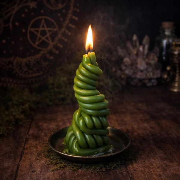 Money Spell Candle | Twisted Beeswax Ritual Candles | Prosperity Witchcraft Candle | Money ritual