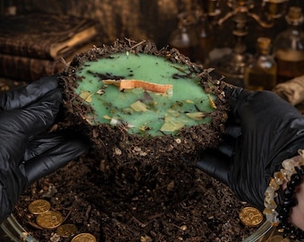 Money Candle, Earth Ritual Candle, Abundance Candle, Green Manifestation Candle, Prosperity Gift, Spiritual Candle