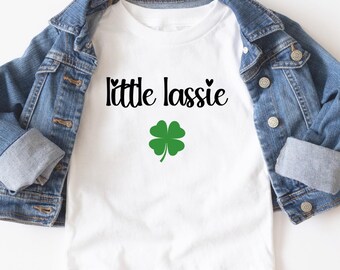 Kids St. Patricks Day Shirt, Little Lassie Sweatshirt, Toddler St. Patricks Day Shamrock Sweater